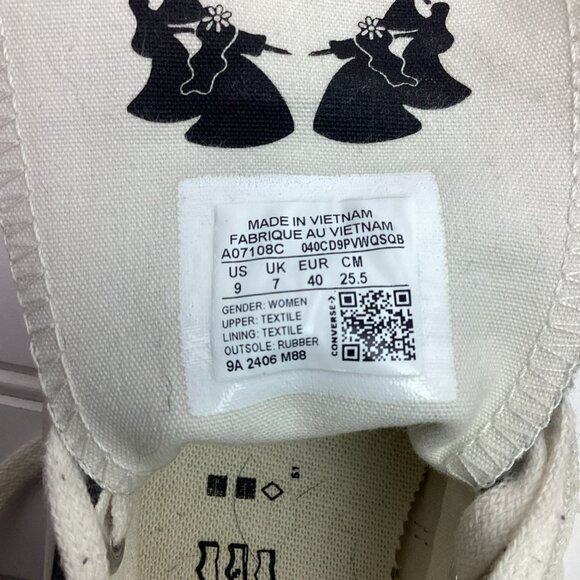 Converse All Star Floral Embroidered High Top Sneakers Womens 9 Black Canvas - Picture 12 of 14